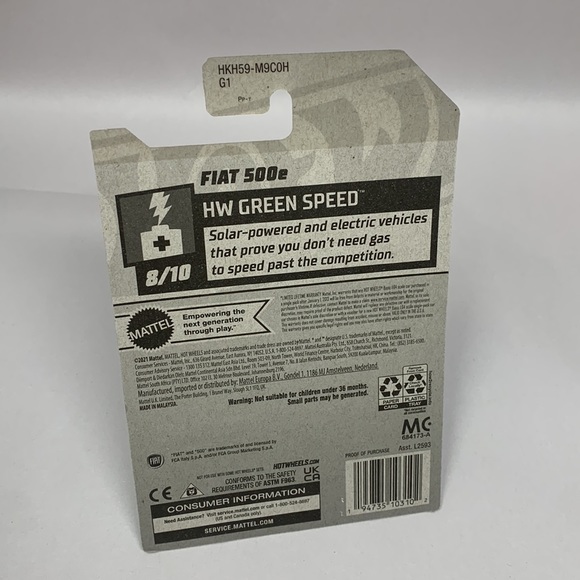 Hot Wheels Fiat 500e HW green speed car toy new by Mattel 144/250 - Picture 3 of 17